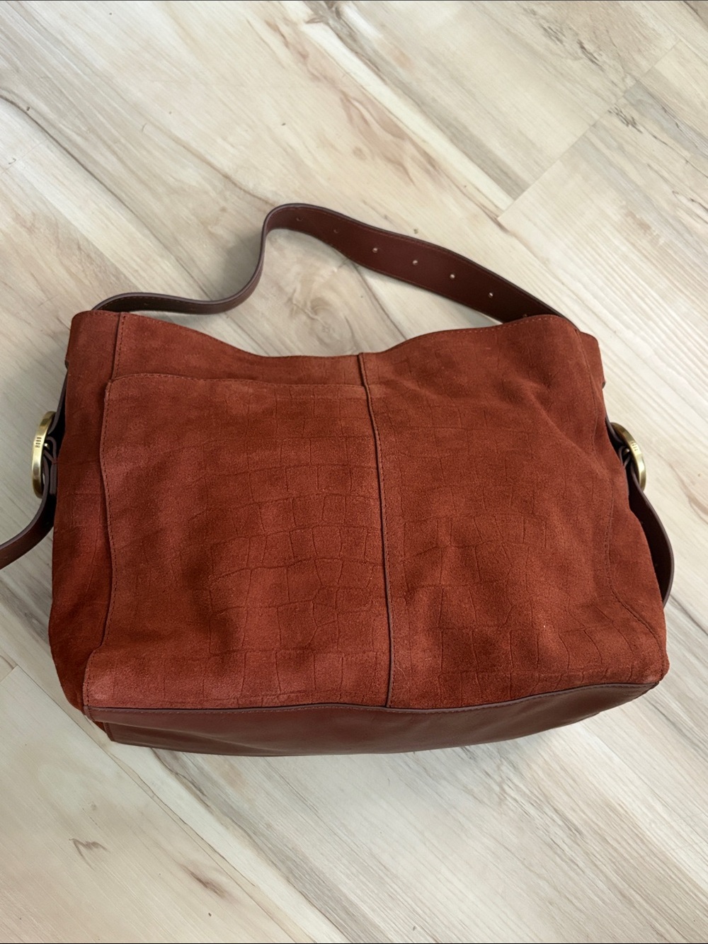 HOBO Render Suede Leather Shoulder Bag - Chocolate Brown boho festival designer